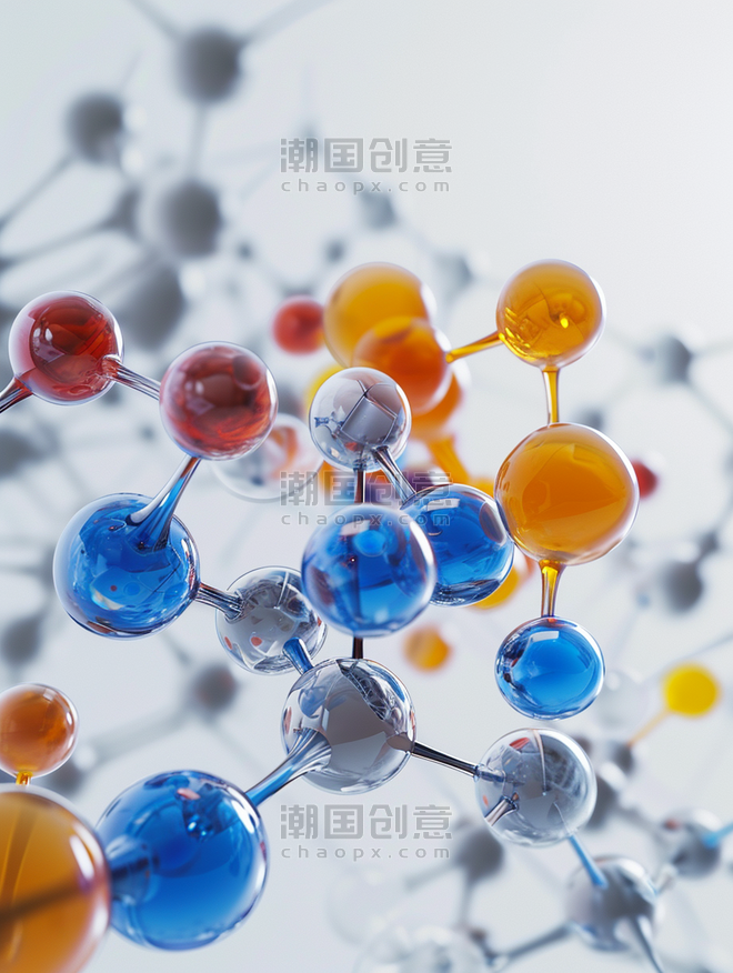 创意分子模型的三维图科学医疗生物分子结构式