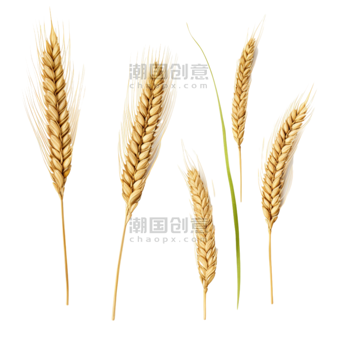 创意农作物植物粮食丰收素材金黄稻谷元素立体免抠图案