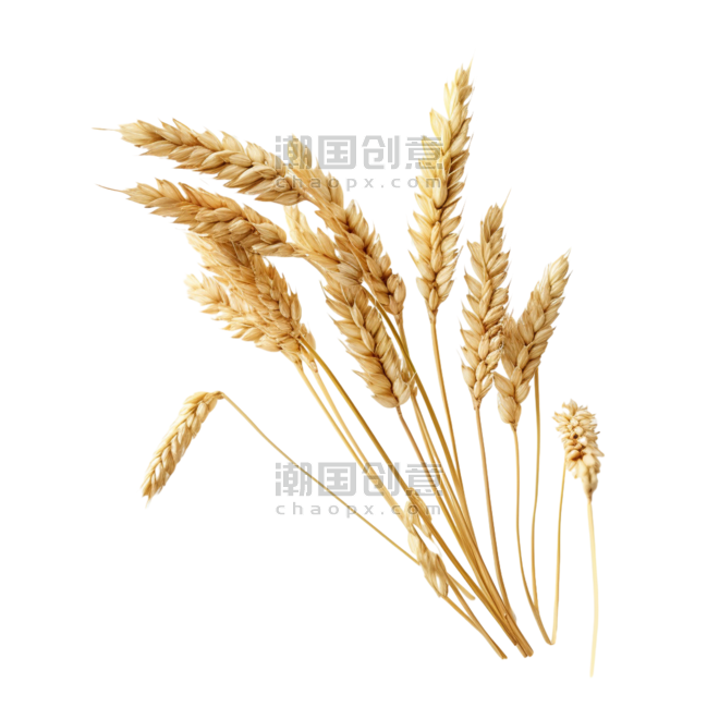 创意合成金黄稻谷元素农作物植物粮食丰收立体免抠图案