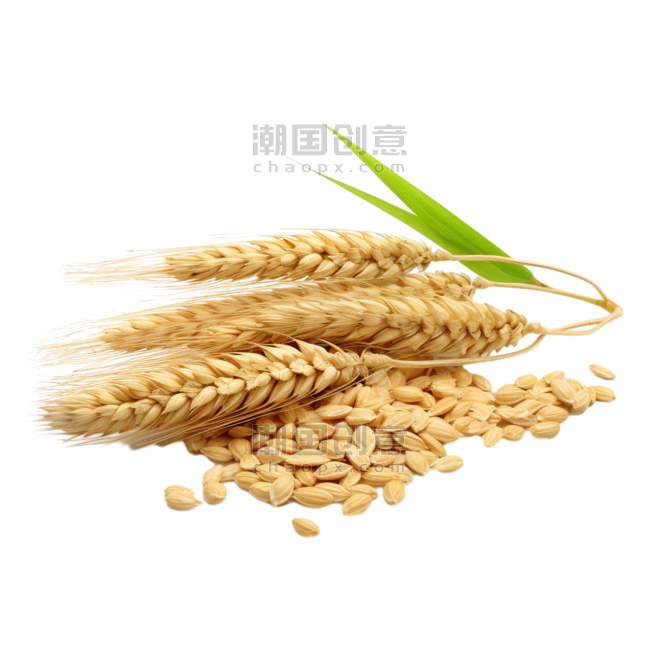 创意简单金黄稻谷农作物植物粮食丰收元素立体免抠图案