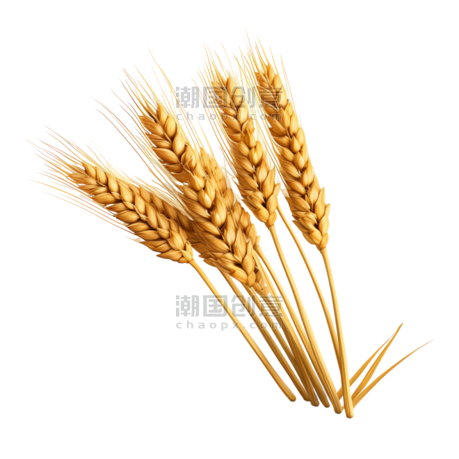 创意纹理金黄稻谷农作物粮食丰收小麦元素立体免抠图案