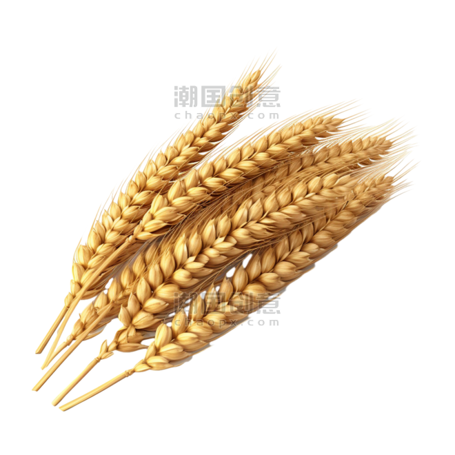 创意特色金黄稻谷元素农作物植物粮食丰收立体免抠图案
