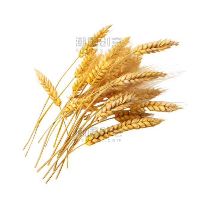 创意农作物植物粮食丰收卡通金黄稻谷元素立体免抠图案