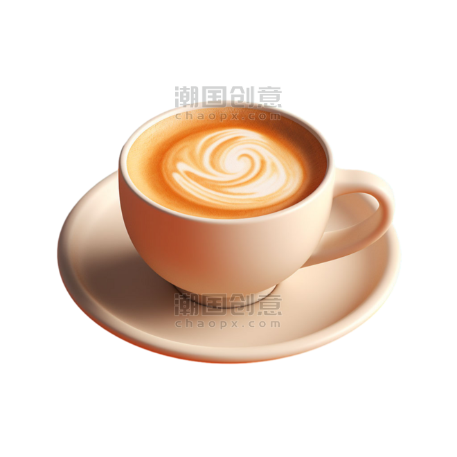 创意3d咖啡茶杯元素立体免抠图案