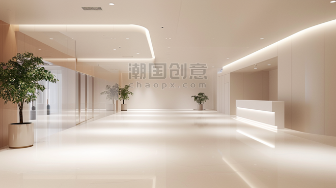 创意白色简约时尚高端大气公司走廊商务大堂背景图19