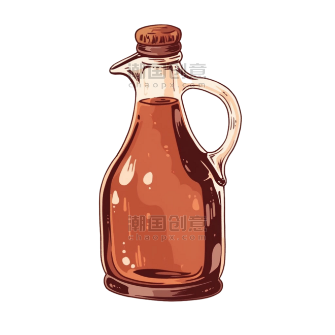 创意卡通复古玻璃瓶元素酒水饮料啤酒糖精免抠图案