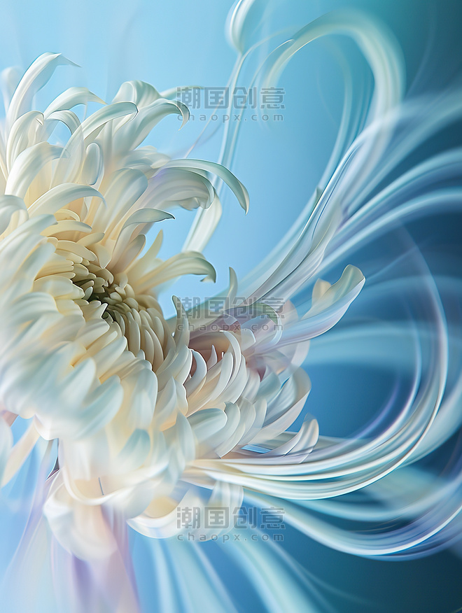 蓝色抽象艺术感植物花卉花朵创意一朵美丽的菊花微距背景