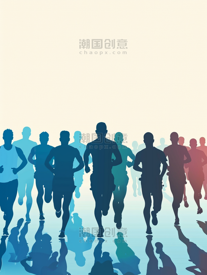 创意马拉松赛运动人物奔跑跑步剪影卡通