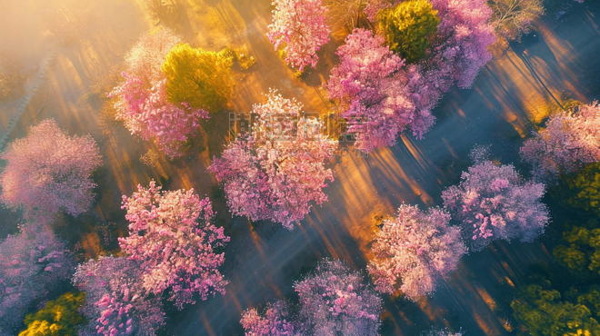 创意植树节春天阳光下俯视森林树木的背景图6
