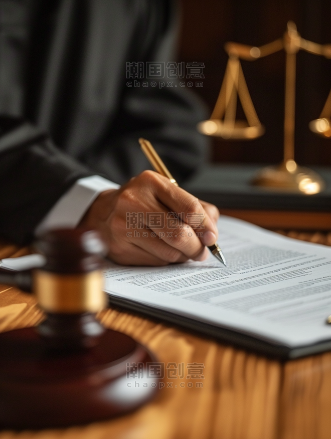 创意法官法律文件司法签约商务办公
