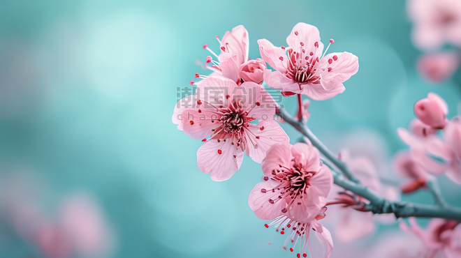 创意植物春季春天粉红色的樱花背景素材