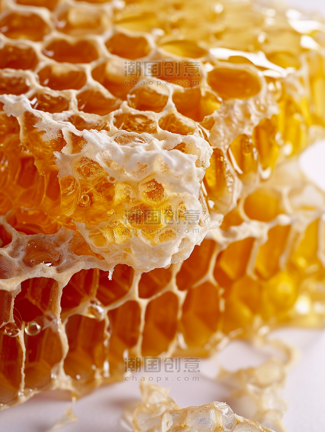 创意生鲜餐饮美食蜂蜜在白色背景上