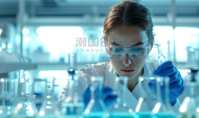 创意年轻女科学家在临床实验室试验研究化学生物