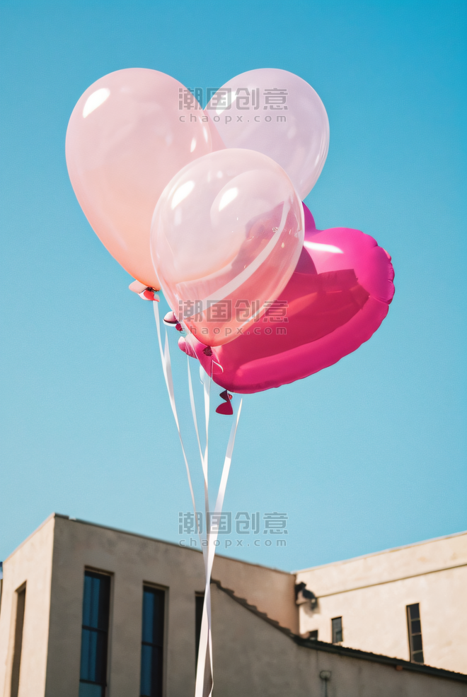 创意情人节告白气球文艺浪漫天空摄像图