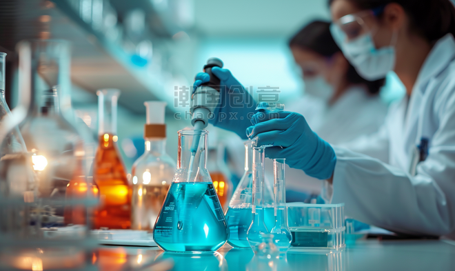 创意正在做化验实验的医生化学试剂科技研究科研背景