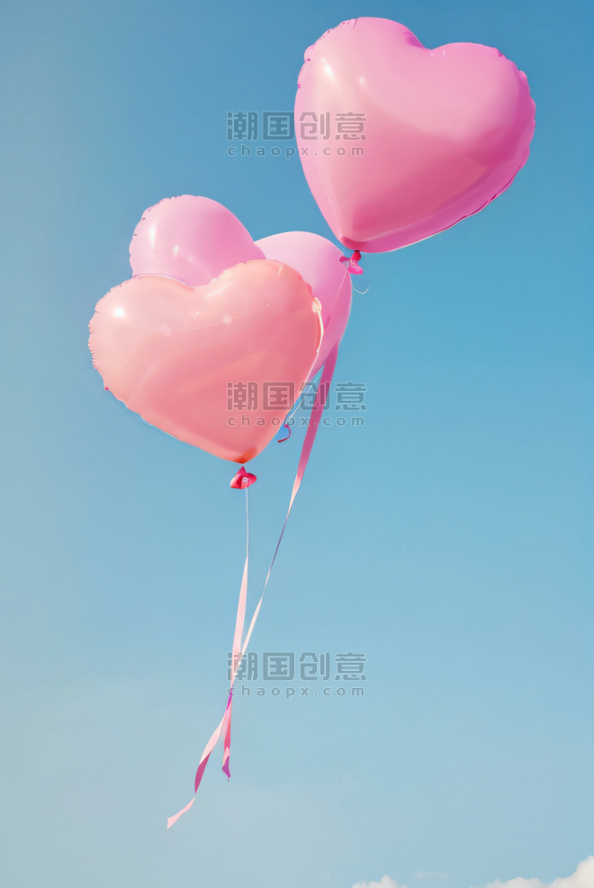 创意粉色情人节气球摄影文艺浪漫天空