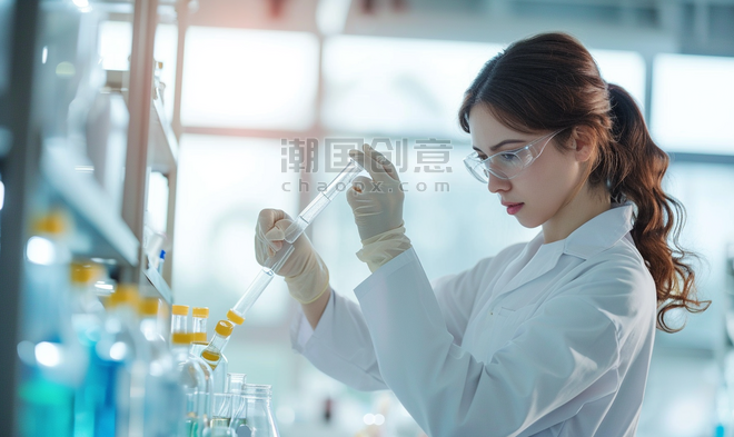 创意女医生科学家在做实验生物化学医疗研究医疗人像医生