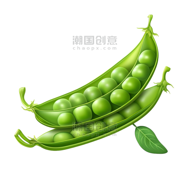 创意建模新鲜豌豆蔬菜农作物豆类元素免抠图案