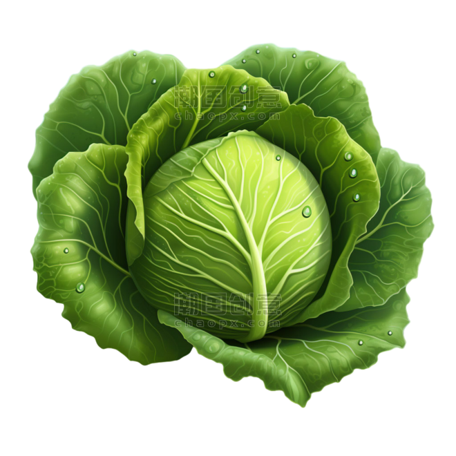 创意ai绘画蔬菜农作物卷心菜丰富包菜元素免抠图案