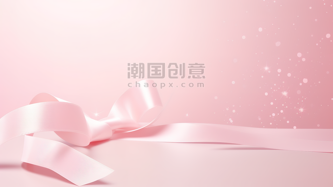 创意粉色缎带浅粉色背景情人节妇女节浪漫