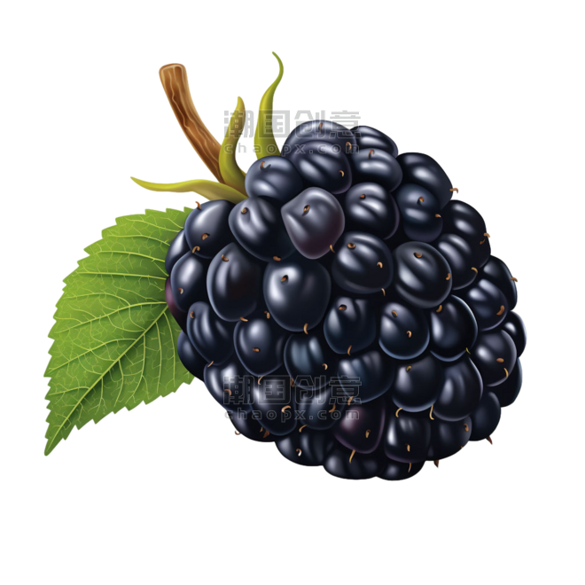 创意果实水果黑色桑葚元素免抠图案
