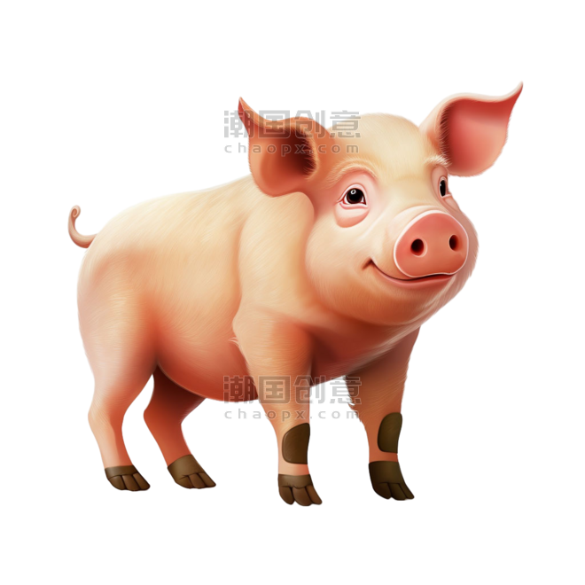 创意合成可爱小猪动物畜牧业元素免抠图案