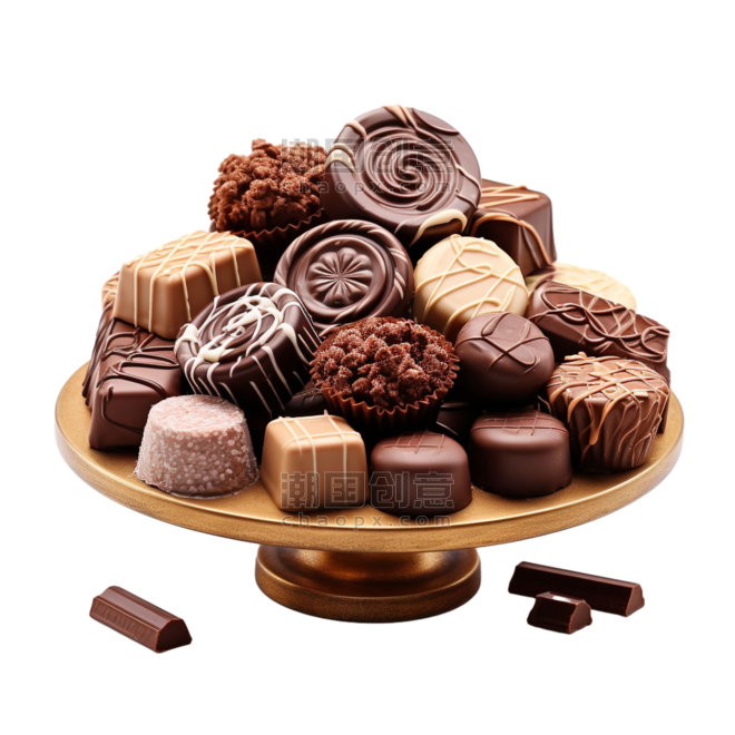 创意AICG香甜巧克力塔元素情人节食物甜点免抠图案