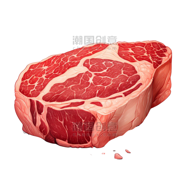 创意几何新鲜生鲜肉类牛排元素免抠图案