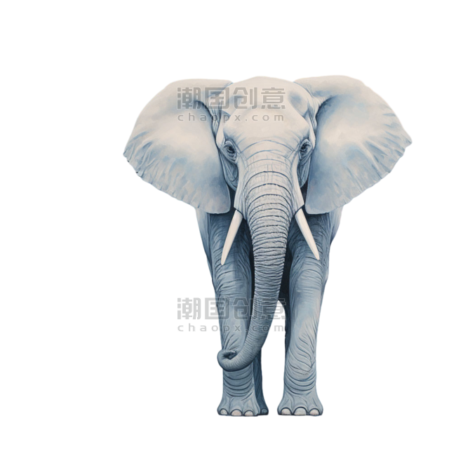 创意数字艺术白色大象元素小象卡通动物免抠图案
