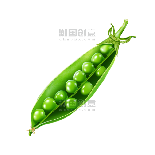 蔬菜农作物创意装饰新鲜豌豆元素免抠图案
