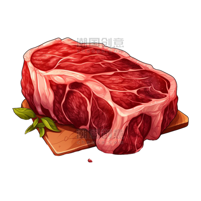 创意生鲜肉类纹理新鲜牛排元素免抠图案