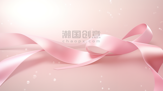 情人节妇女节浪漫创意粉色缎带浅粉色背景