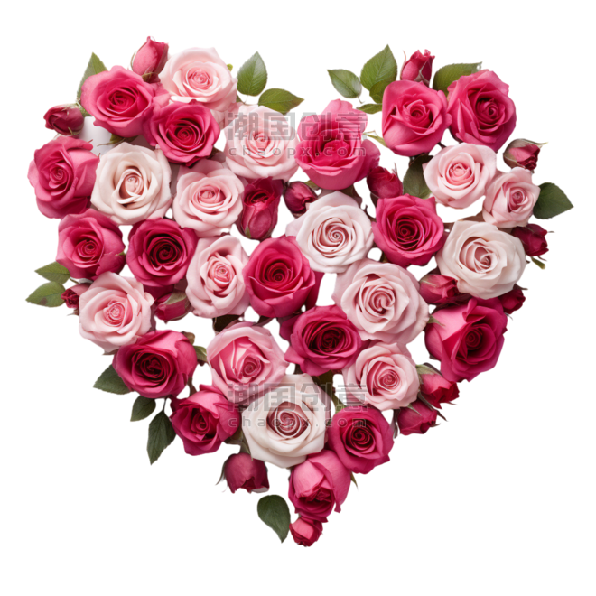 创意3d玫瑰爱心情人节元素免抠图案