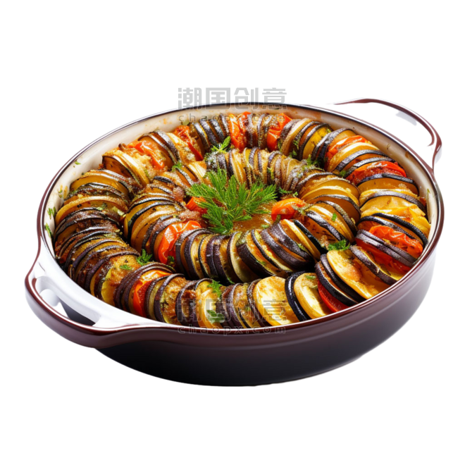 创意餐饮美食普罗旺斯炖菜干锅茄子元素免抠图案