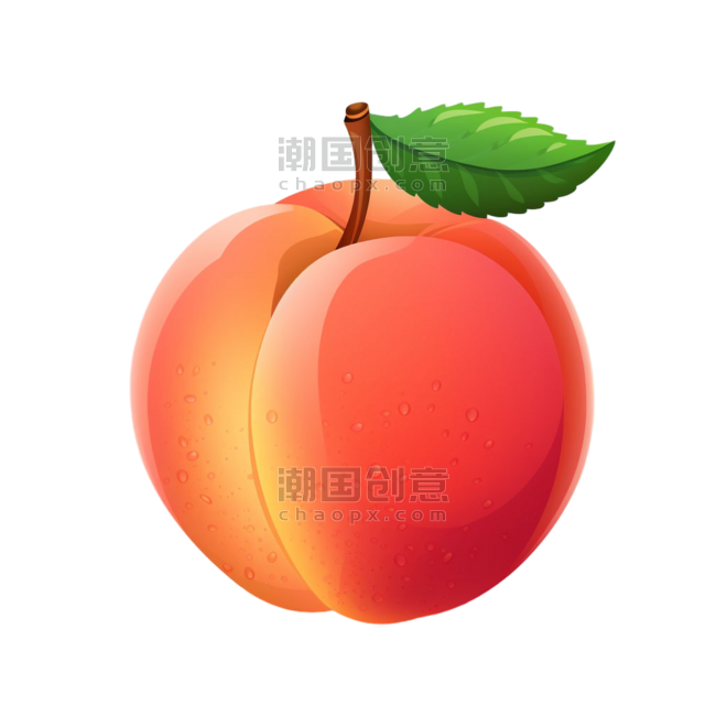 创意丰腴新鲜桃子卡通水果元素免抠图案