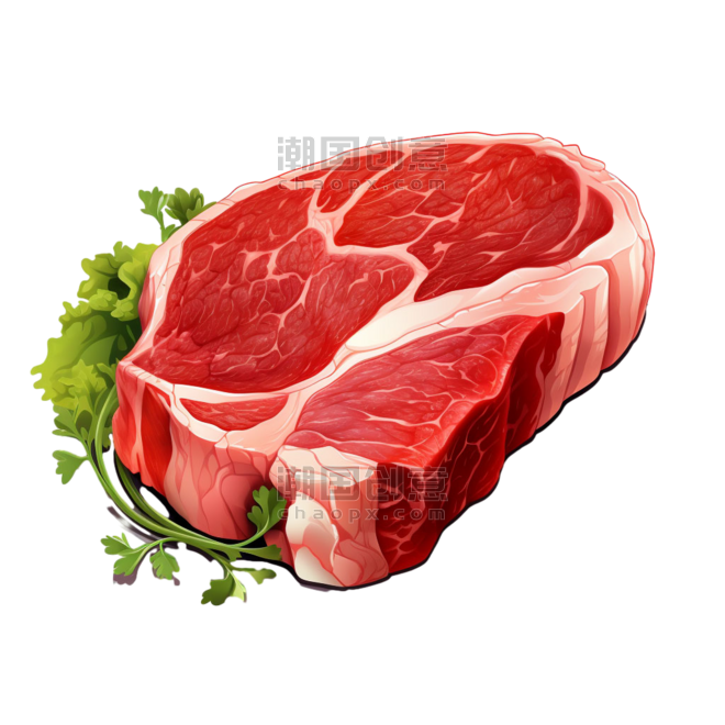创意质感新鲜牛排元素免抠图案生鲜肉类