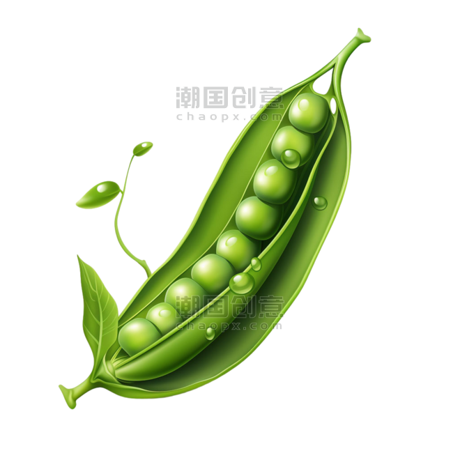 创意蔬菜农作物新鲜豌豆元素免抠图案