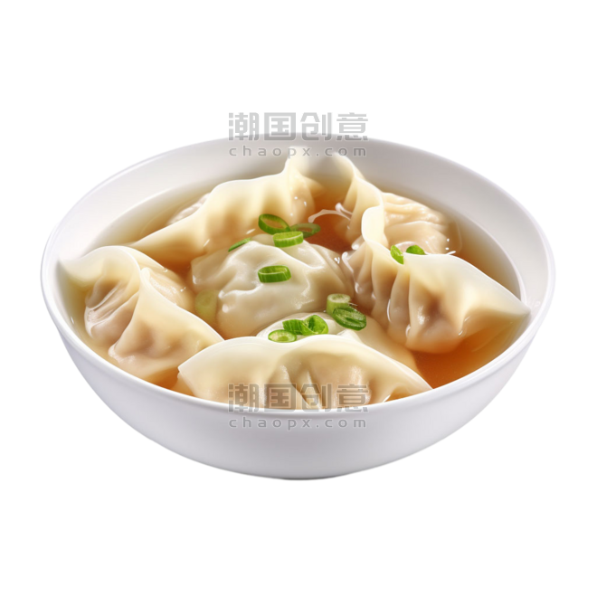 中式餐饮除夕冬至一碗水饺元素立体免抠图案