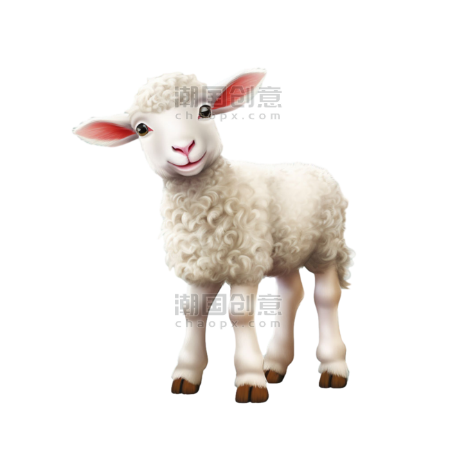 动物畜牧业创意质感可爱绵羊元素免抠图案
