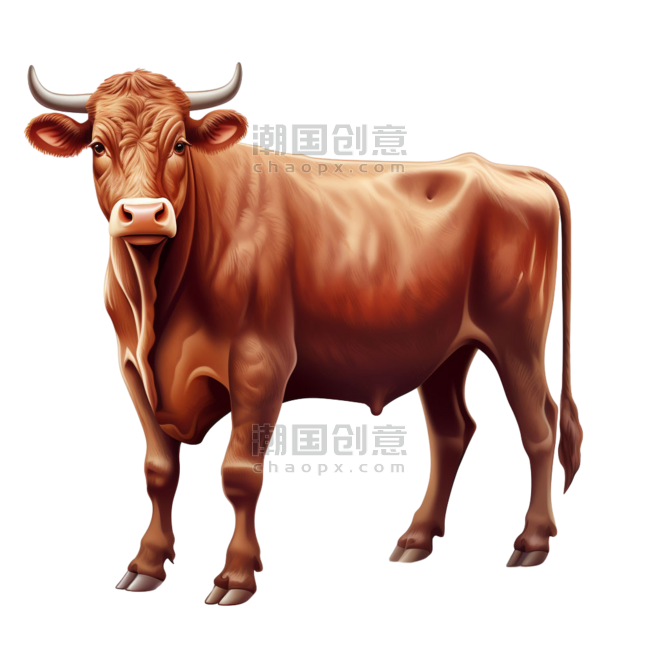 创意写实老黄牛元素牛科牛属动物畜牧养殖