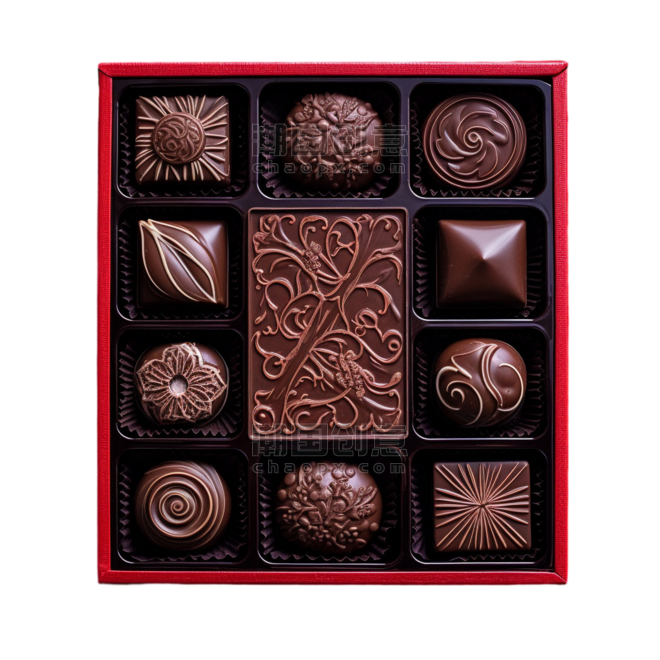 创意情人节ai绘画巧克力礼盒元素免抠图案