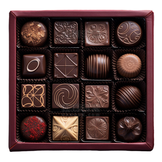 创意图形巧克力礼盒元素情人节甜点免抠图案