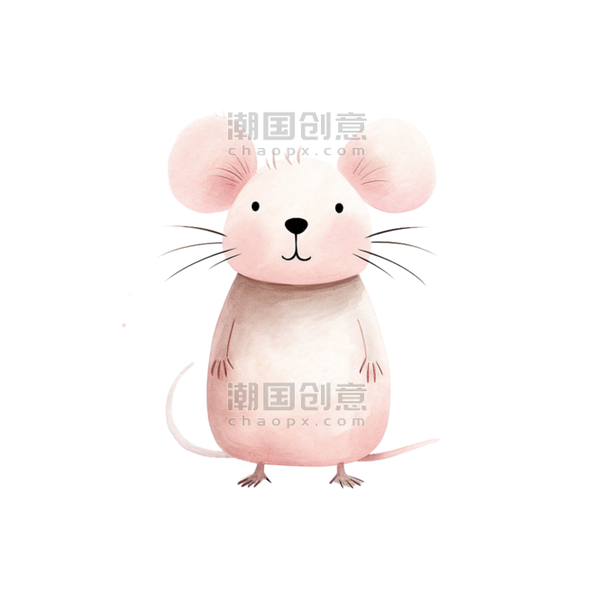创意卡通动物粉色老鼠元素免抠图案