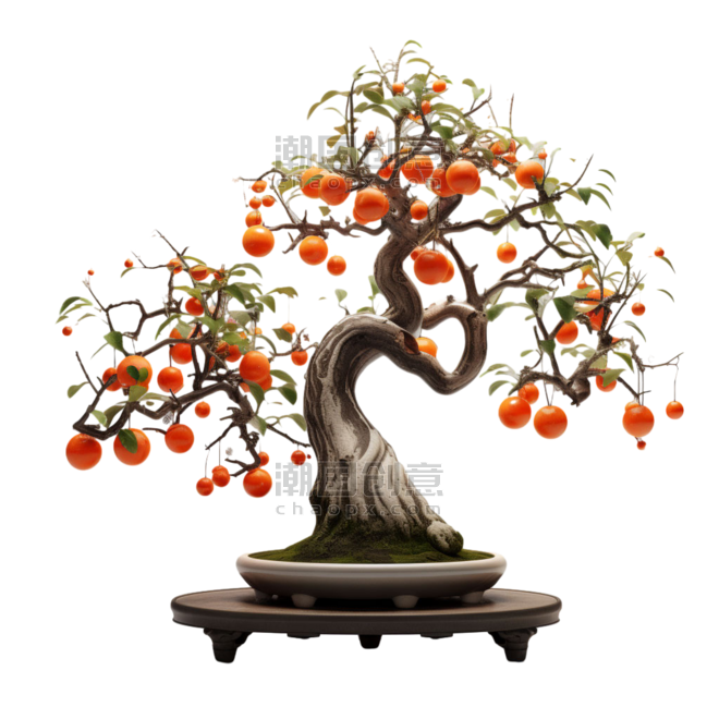 创意矢量橘子绿植元素免抠图案春节大吉大利金桔盆栽植物绿植