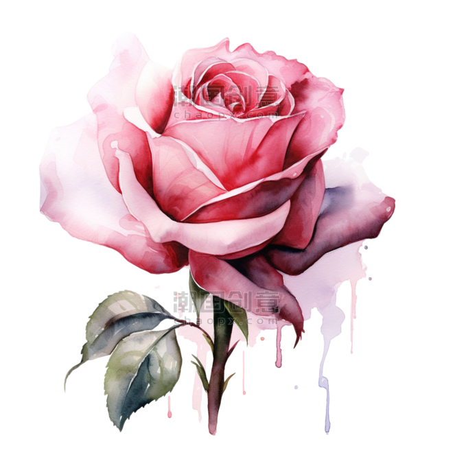 创意植物玫瑰花粉色特色美丽花朵元素免抠图案