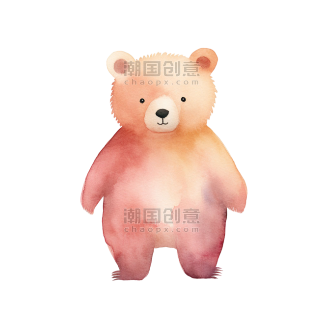 创意AICG粉色小熊卡通动物元素免抠图案