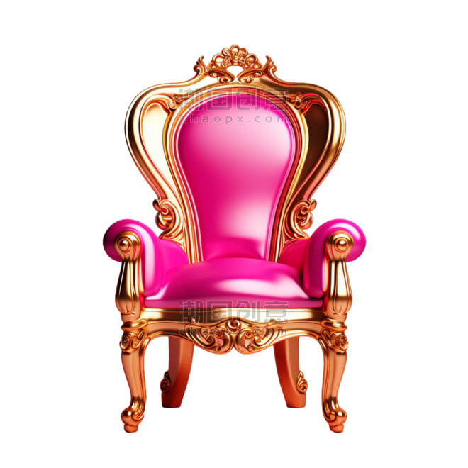 创意ai艺术粉色椅子沙发家具女王节王座元素免抠图案