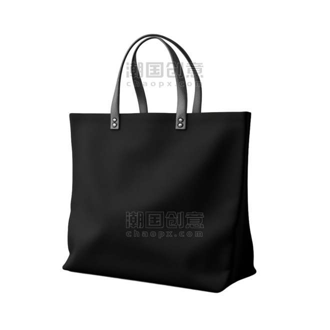 创意质感购物袋黑色帆布袋元素免抠图案