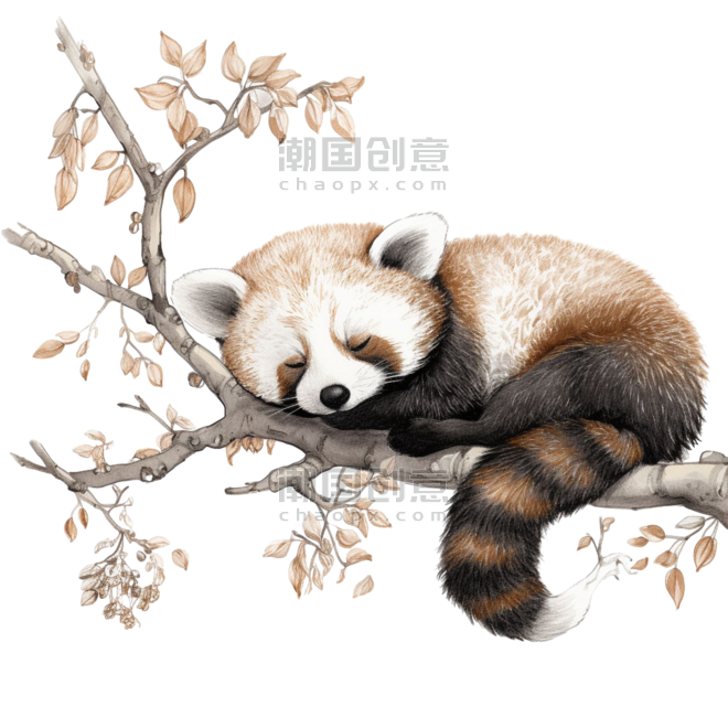 创意水彩可爱动物写实可爱小熊猫元素免抠图案