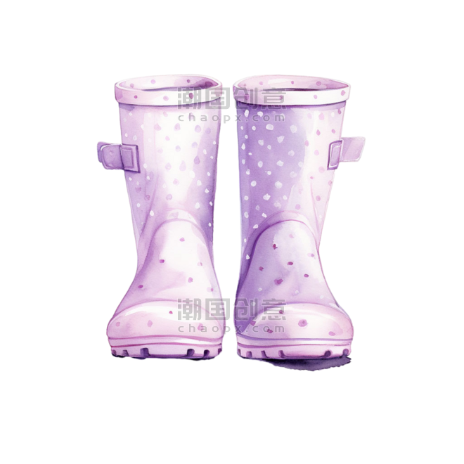 创意卡通艺术胶鞋元素免抠图案水彩可爱紫色